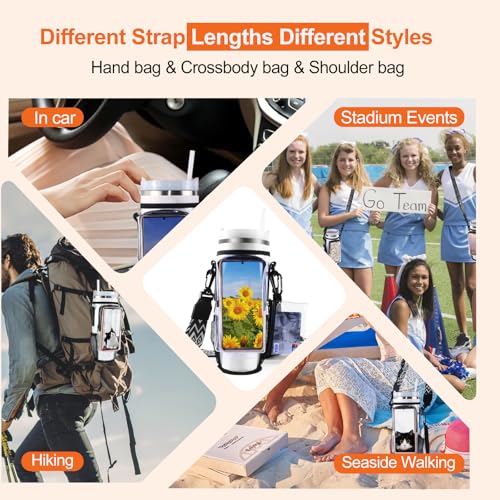 Clear Water Bottle Carrier Bag for Stanley & Brumate Era 40 OZ, Summer PVC Water Bottle Cup Holder, with Adjustable Strap, for Outdoor, Stadium Events, Walking, for Stanley Accessories