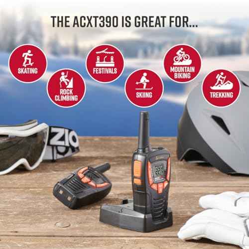 Cobra ACXT390 Walkie Talkies - Rechargeable, Lightweight, 22 Channels, 25-Mile Range Two-Way Radios with VOX (2-Pack)