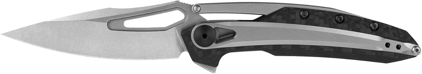 Zero Tolerance 0452CF; Pocket Knife with 4.1” Dual-Finished S35VN Steel Blade, Carbon Fiber Front and Titanium Back Handle Scales, KVT Ball-Bearing Opening, Frame Lock, Deep-Carry Pocketclip; 4.6 OZ.,Large