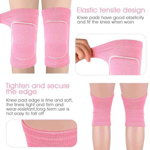 Knee Pads for Kids Suit for Age 7-12 Years, Wrestling Knee Pads Volleyball Knee Pads Thick Sponge Youth Girls Anit-Slip Sport Knee Support Brace for Volleyball Dance Yoga Running Climbing Pink