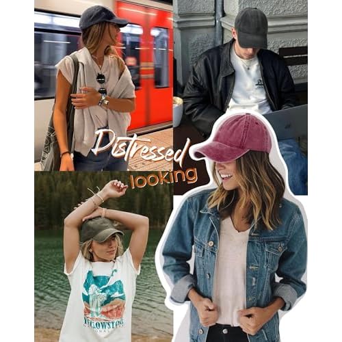FURTALK Unisex Vintage Washed Cotton Baseball Cap Low Profile Adjustable Dad Hat