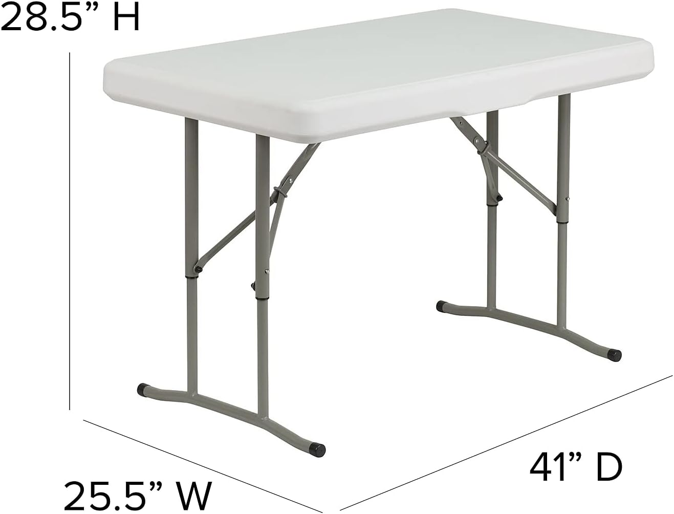Flash Furniture Rowan 3 Piece Portable Plastic Folding Bench and Table Set,Granite White