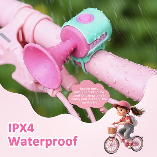 Pink Electric Bike Horn 120dB Loud Bicycle Bell with 3V Battery - Easy Install
