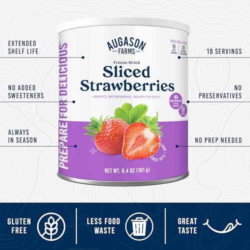 Augason Farms Freeze Dried Sliced Strawberries Can - Gluten Free Snack for Baking, Smoothies, and Emergency Storage - Healthy Individual Fruit Snacks ? 6.5 Ounces (18 Servings)