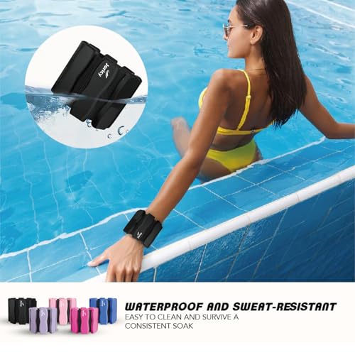 Ankle Wrist Weights for Women & Men 2lbs Pair Black Adjustable Fitness Resistance