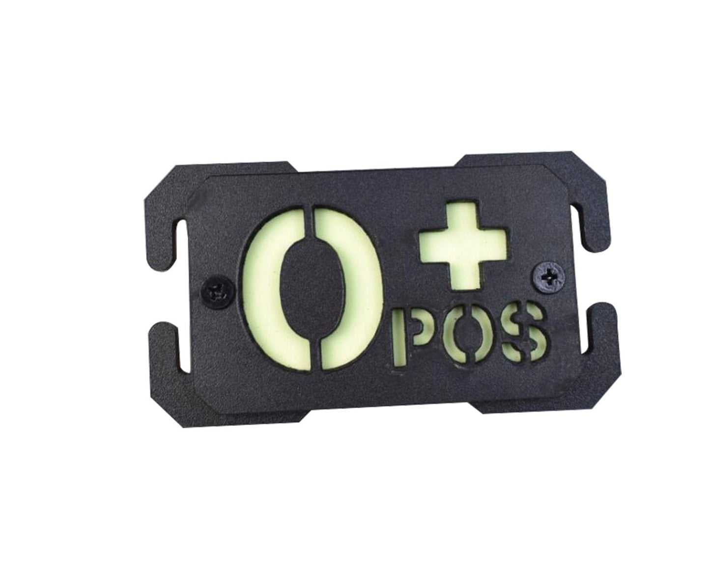 Glow Dark Blood Type A+ Positive POS Reflective Patches Tactical Morale Military Badges with Breach Buckle Mount Fit 1in Molle Webbing (Black O+)