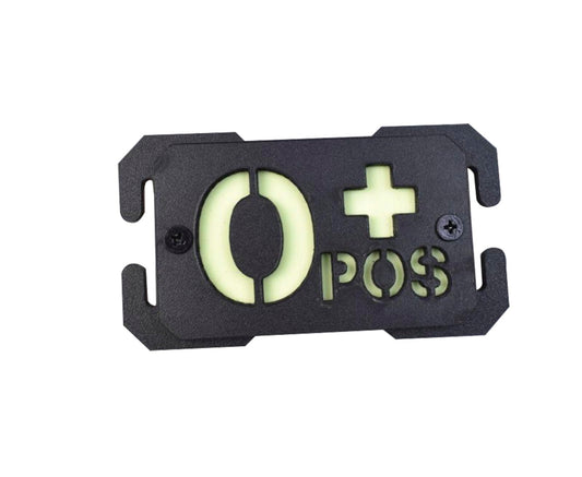 Glow Dark Blood Type A+ Positive POS Reflective Patches Tactical Morale Military Badges with Breach Buckle Mount Fit 1in Molle Webbing (Black O+)