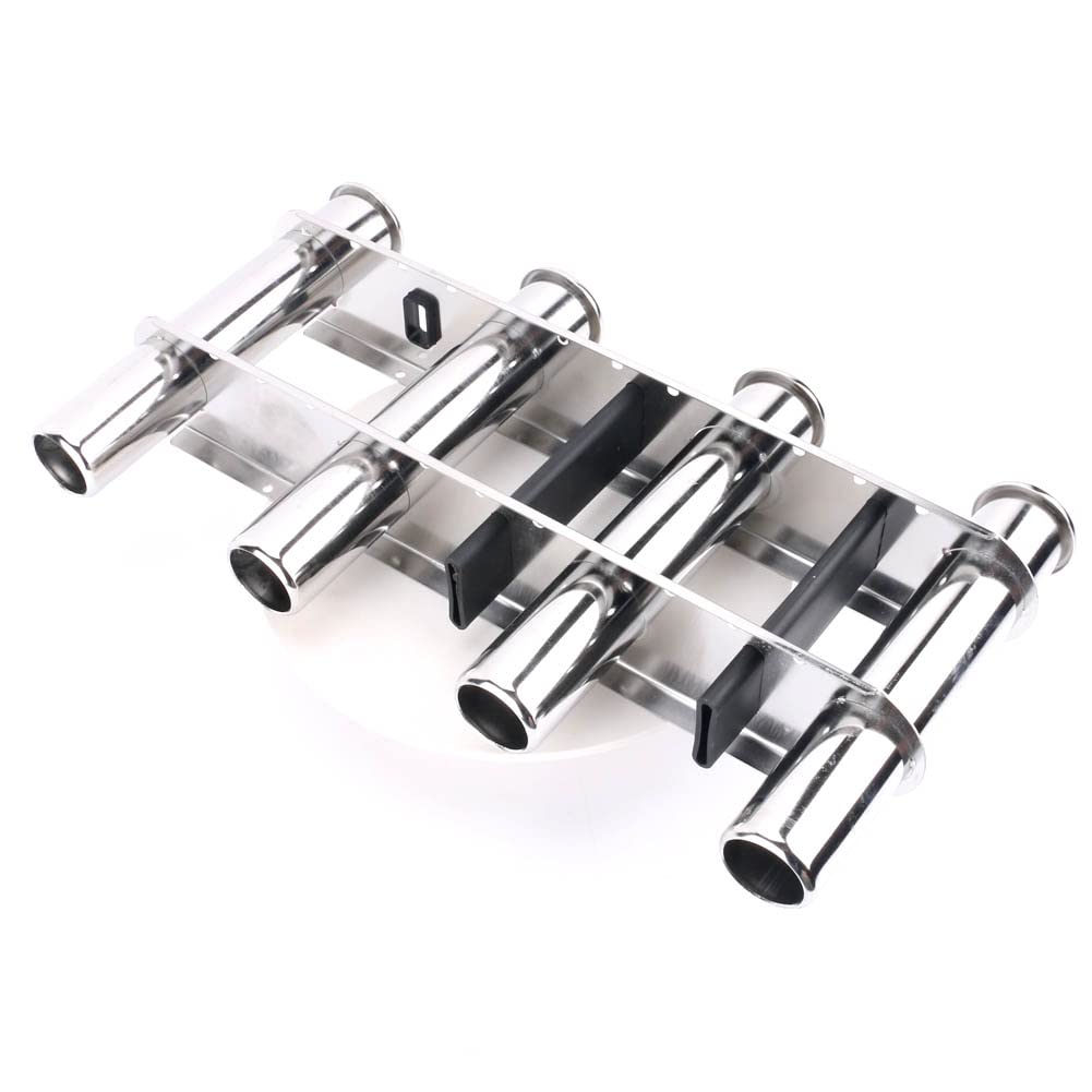 4 Tube Fishing Rod Holder, Marine Stainless Steel 4 Link Rod Holder, Rod Pod with Toolbar for Marine Yacht, Boat, Camper, Truck, RV