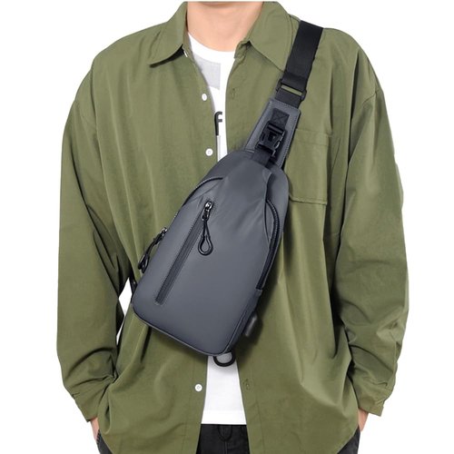 NEWSEE Lightweight Sling Bag Waterproof Crossbody Sling Backpack Small Chest Shoulder Backpack for Men Women(gray)