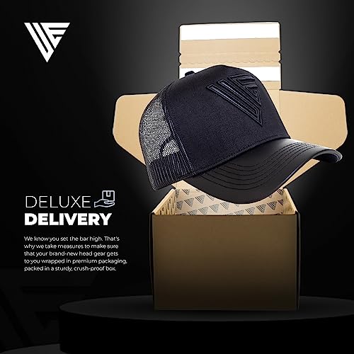 Urban Effort Men's Snapback Cap Black Leather - Curved Brim Trucker Hat