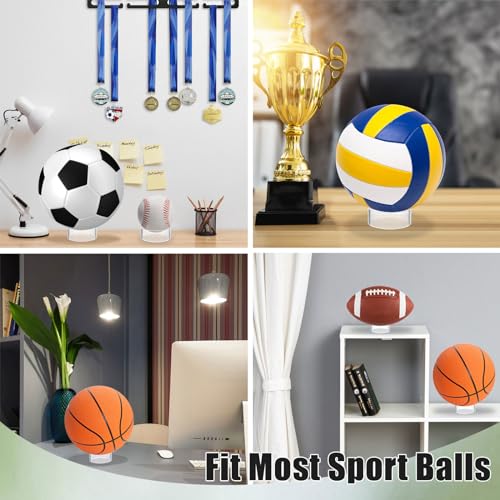 Hipiwe 2.6 Inch Clear Plastic Soccer Ball Display Stands - Pack of 6