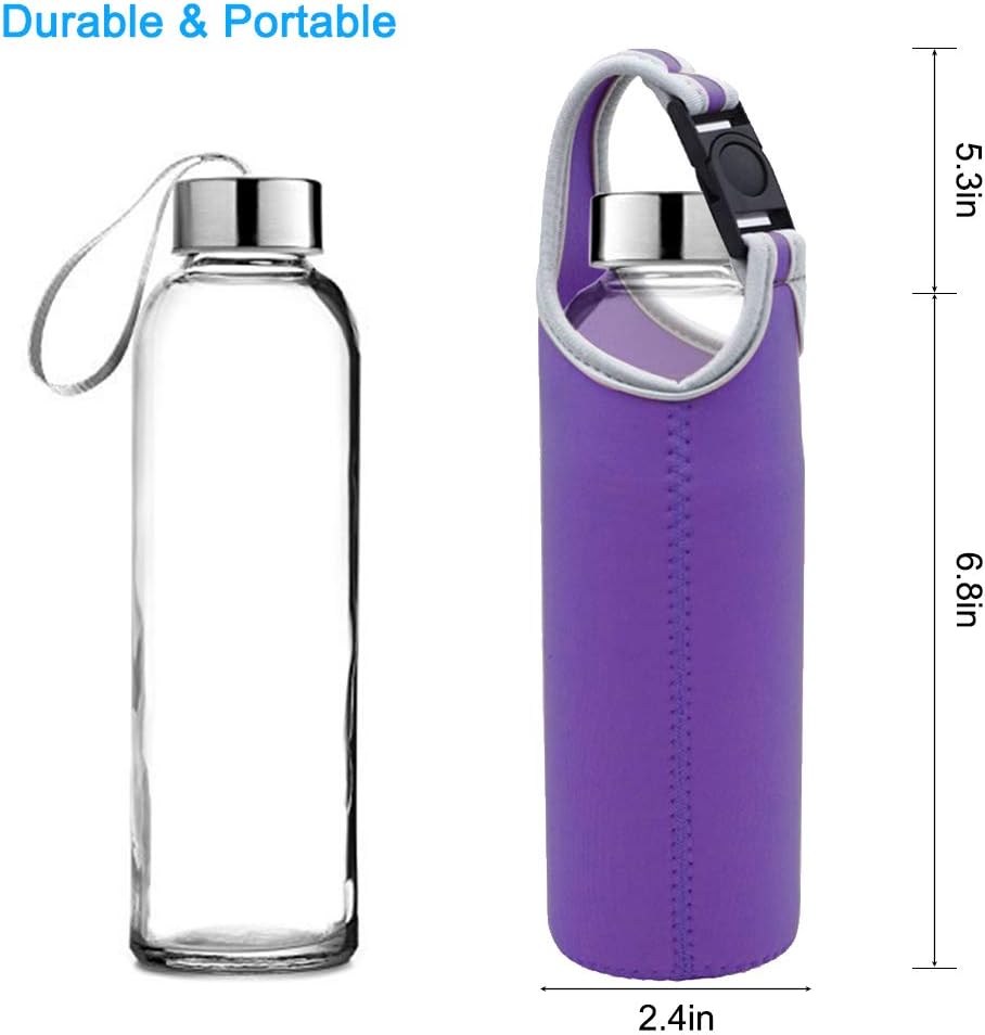 4 Pack,DanziX Neoprene Sleeve Bottle Cup Carrier Pouch,Fit for All 16oz-21oz Portable Sport Water Bottle-Black,Blue, Pink,Purple