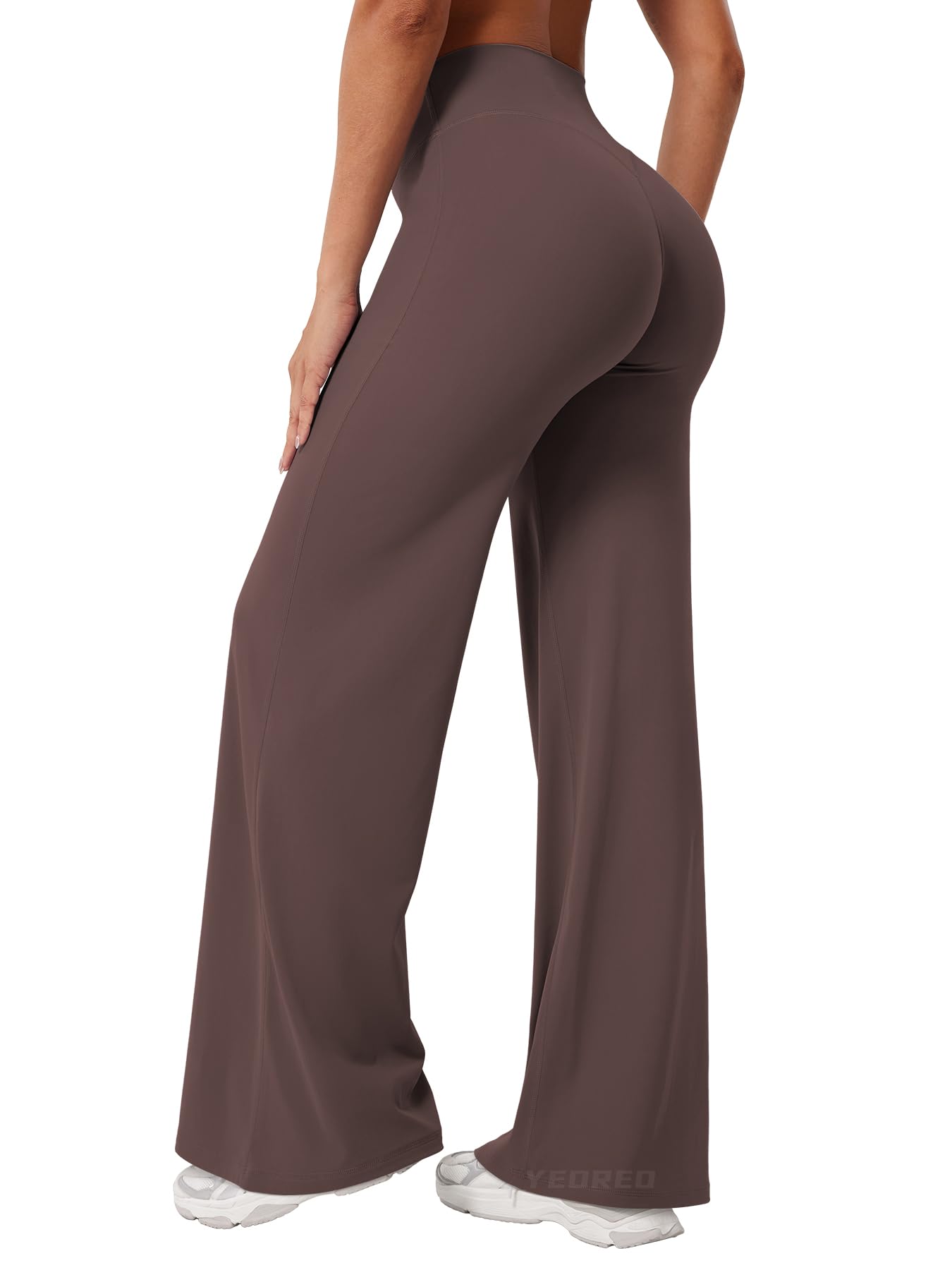 YEOREO Workout Leggings Womens No Front Seam Straight Leggings 31.5" High Waist Buttery Eddiy Gym Yoga Pants Plum Brown XXS