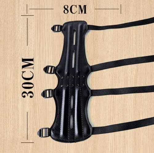 Archery Leather Arm Guard Long 4 Straps Forearm Protective Gear Hunting Arrow Bow