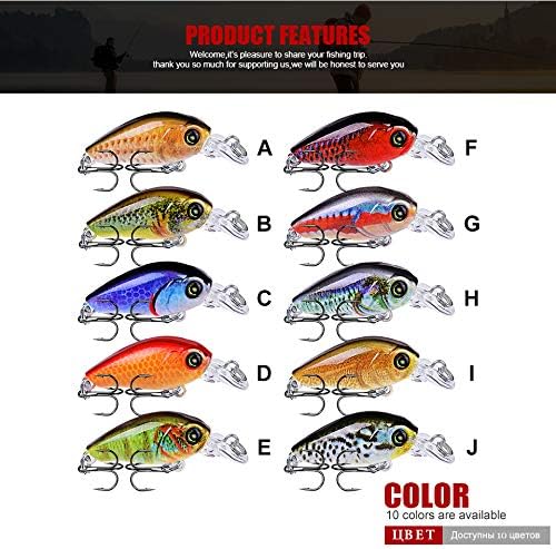 Mini Crankbait Fishing Lures Kits Swimbait Wobbler Hard Baits for Bass Trout Pike Freshwater and Saltwater 10pc-20pc/pack
