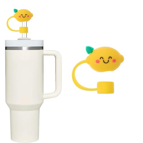Lemon Straw Cover for Stanley 40&30 Oz Cup, 10mm Silicone Straw Covers Cap for Stanley Cup Accessories, Cute Topper for Tumblers, Cap Stopper for Reusable Tip Lids