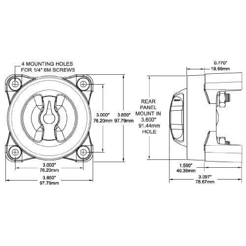 Blue Sea Systems 5511e e-Series Battery Switch Dual Circuit Plus, 32V DC, 350A, Red