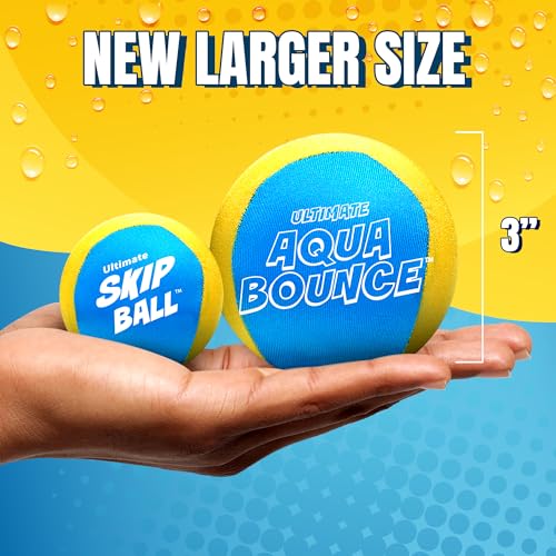 Activ Life Larger 3-Inch Water Skip Balls - 2 Pack Yellow Cyan for Pool & Beach Play