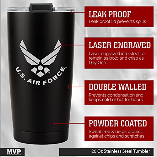 Air Force 20oz Insulated Tumbler - Double Wall Steel Coffee Mug with Lid - Variation of AIR FORCE / 20 Ounces