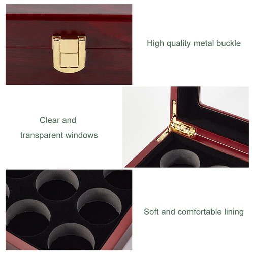 OLYCRAFT Golf Ball Display Case 12-Hole Wooden Display Box for Golf Ball Display Storage Box Golf Ball Wood Showcase Protected Cabinet Golf Rack for Golf Ball Collections 8.7x6.7x2.5 inch