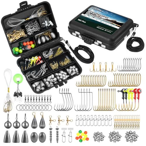 MadBite 182pcs Terminal Tackle Kit for Bass Trout Panfish - Freshwater Fishing