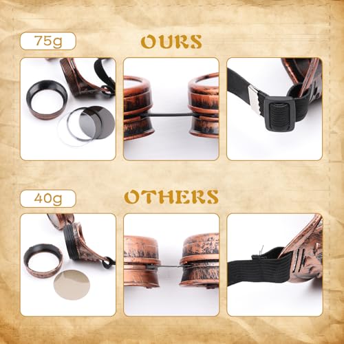 Adjustable Vintage Steampunk Goggles - Mad Scientist Style Gothic Glasses for Cosplay & Halloween Costumes