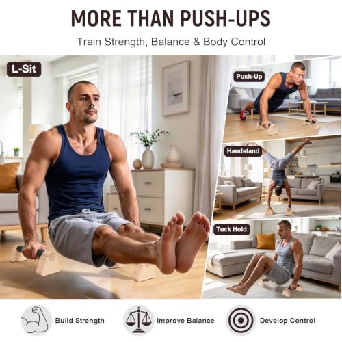 Wooden Parallettes Bars for Handstand & Calisthenics - 25cm