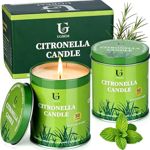 Outdoor Citronella Candles 9oz Pack of 2 for Patio & Camping - Herbal Scented