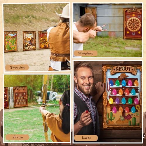 Western Shooting Targets Set - 9 Colorful Paper Targets for Cowboy Party 23x35 Inches