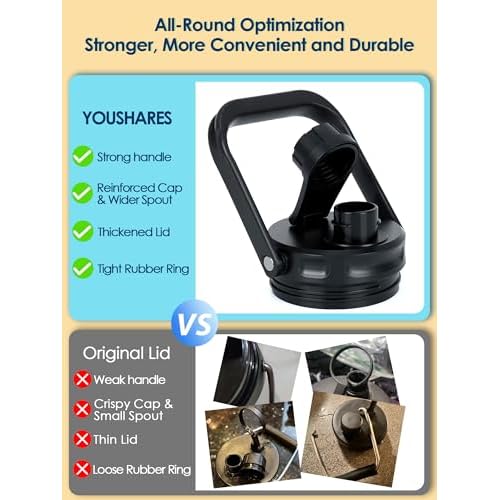 YOUSHARES Jug Lid for RTIC - Improved Replacement Cap Compatible with RTIC One Gallon and Half Gallon Jug BPA Free Sport Bottle Accessories Rubber Grip Thicker Steel and Better Gasket