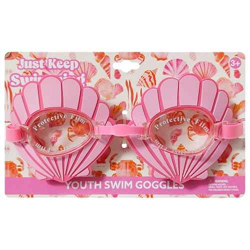 LUV HER Seashell Youth Swim Goggles ? Mermaid-inspired, anti-fog, UV protection, adjustable strap for kids