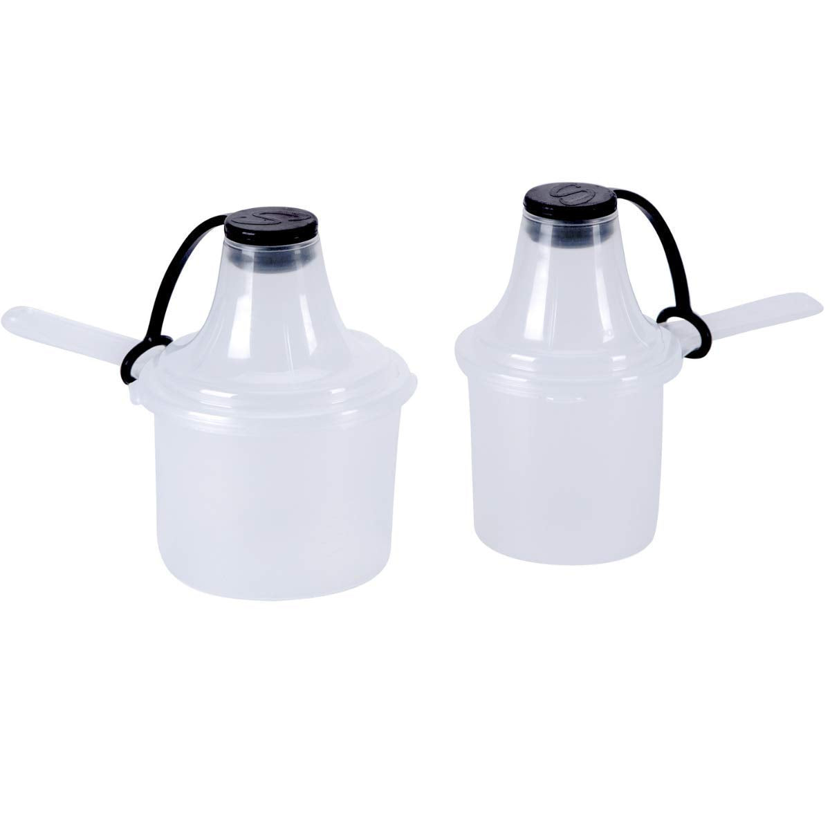 The Scoopie Supplement Container, Scoop, and Funnel System for Pre Workout Powder and Post Workout Protein, Spill Proof Holder Dispenser, Gym and Shaker Bottle Travel Accessory, PACK OF 2, BLACK