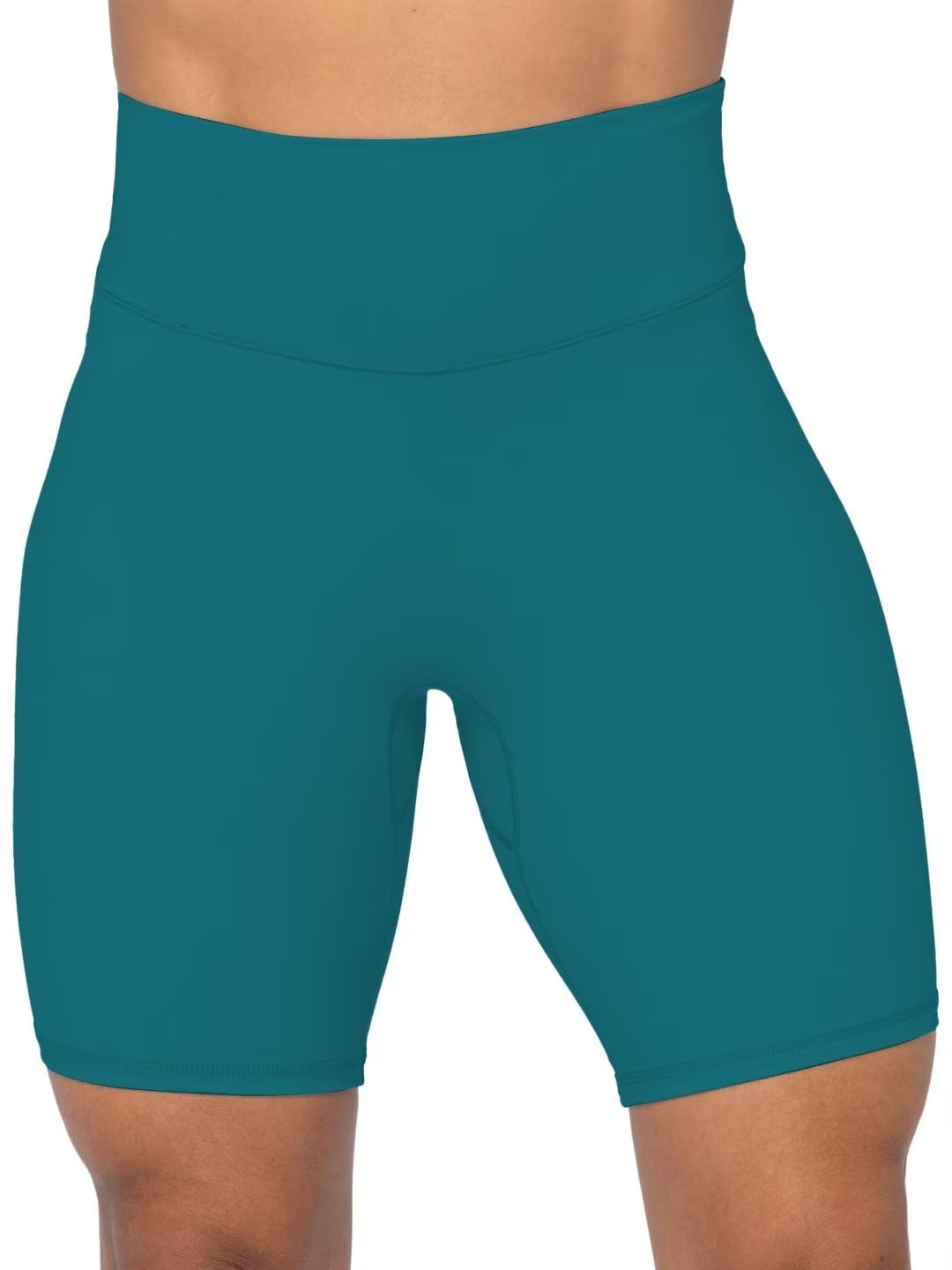 Sunzel No Front Seam High Waist Biker Shorts for Women, Squat Proof Yoga Workout Gym Bike Shorts 8" Deep Lagoon Medium