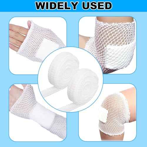 BOXOB 2 Rolls Tubular Bandage, 0.98x86.61in Tube Gauze Elastic Net Tubular Bandage for Arm Wounds Stretch Gauze Wrap Sleeve Stockinette Tubing No Tape Required for Wrapping Wet Dry Dressing Retention