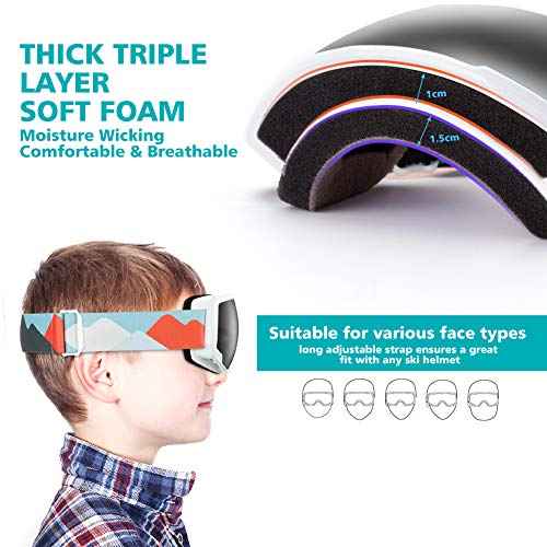 OutdoorMaster Kids Ski Goggles, Snowboard Goggles - Youth Snow Goggles