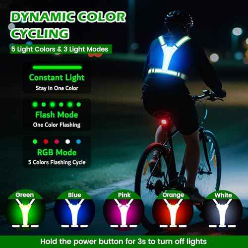 LED Reflective Running Vest, Light UP Reflective Vest, Safety Light Gear for Night Walking Cycling for Women Men Kid