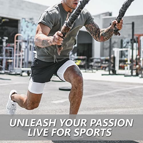 Men's 2-in-1 Workout Shorts with Compression Liner - Large 3 Pack Black & Grey