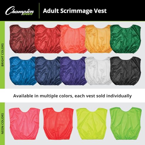 Unisex Mesh Practice Scrimmage Vest - Adult Regular / Red, Pack of 12