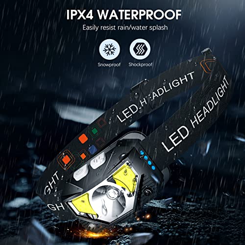 Rechargeable LED Headlamp Flashlight 3 Pack, Bright Camping Headlights, Waterproof, 8 Modes
