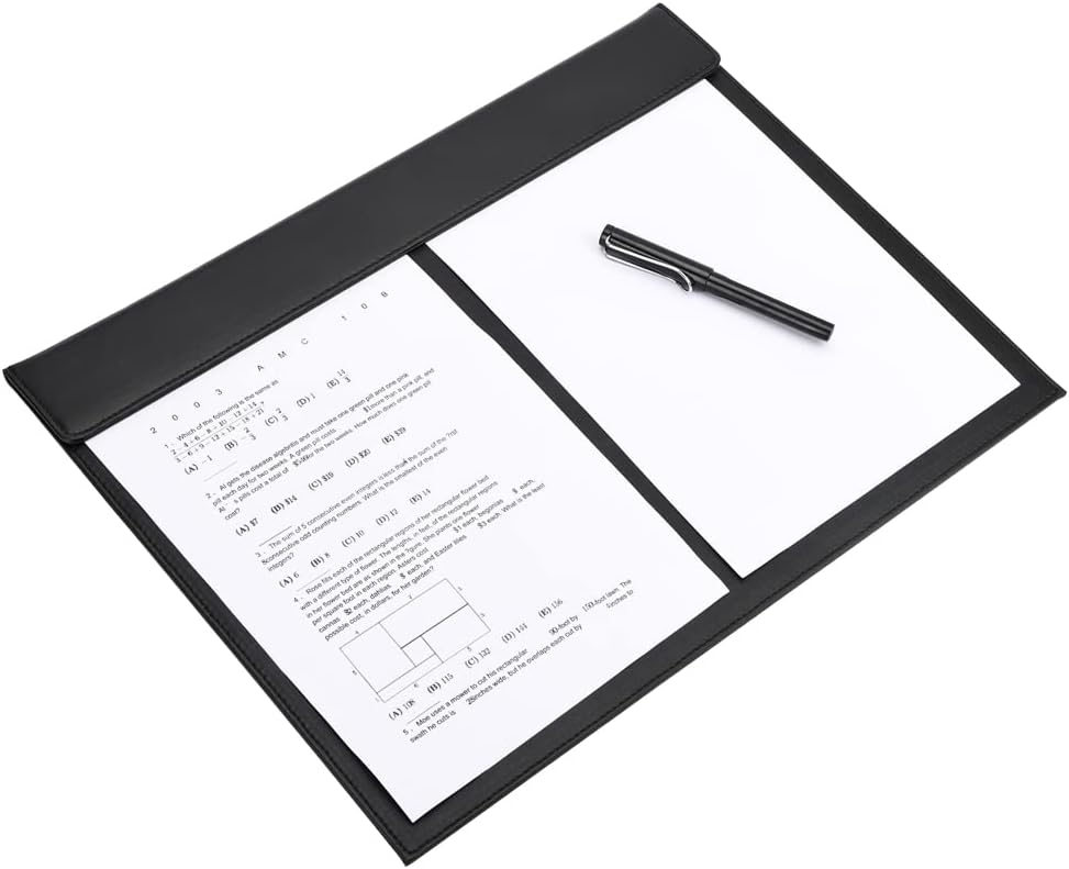 KINGFOM Ultra-Smooth PU Leather Desk Pad & Mat Office Desk Drawing & Writing Board A3/ A4 File Paper Clip Table Protector Mat on Top Large 24''x18'' (Black)