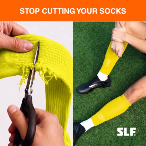 Pre Cut Soccer Socks for Men - Yellow Knee-High Grip Leg Sleeves, No Cut Needed