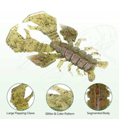 Bass Fishing Lures with Removable Rattles - Crawfish Soft Baits Kit