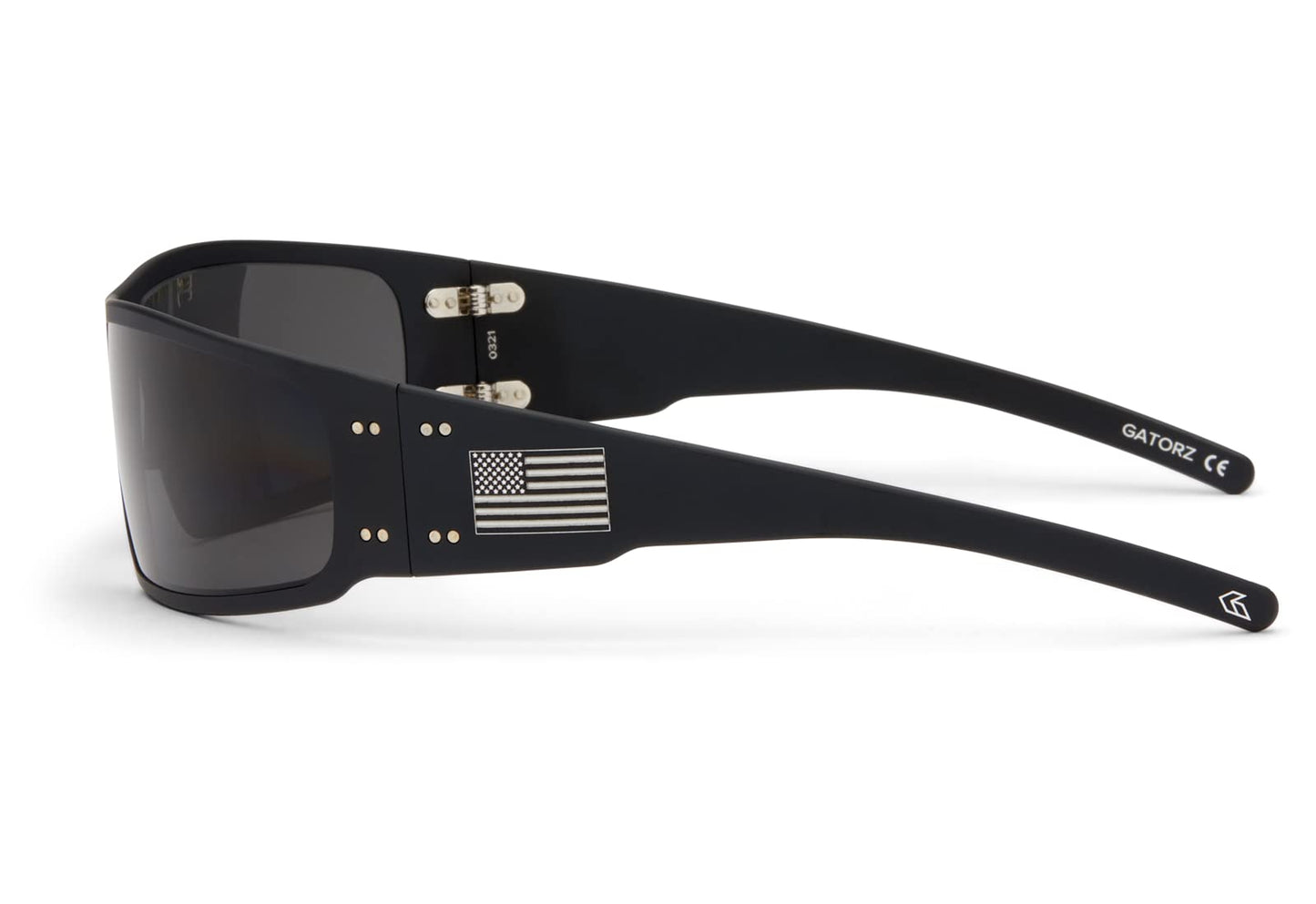 Gatorz Magnum Sunglass, Black Anodized Frame, Silver American Flag, Smoke Polarized Lens - Made in the USA - GZ-01-041