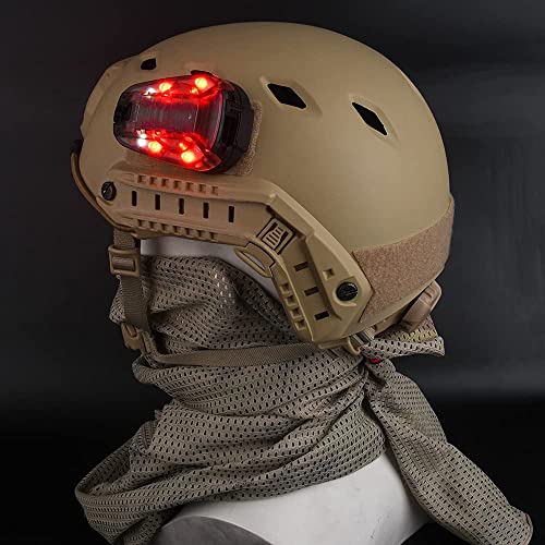 Tactical Helmet Light with 4 Lighting Modes Visible LED and IR - BK-RED Variation