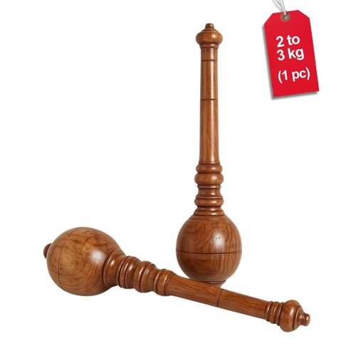KNK GADA Fitness BAR Indian Club Hanuman MACE Shoulder Equipment MEEL Karla KATAI Fitness Durable Wooden Equipment (Assorted, 2 to 3 KG)