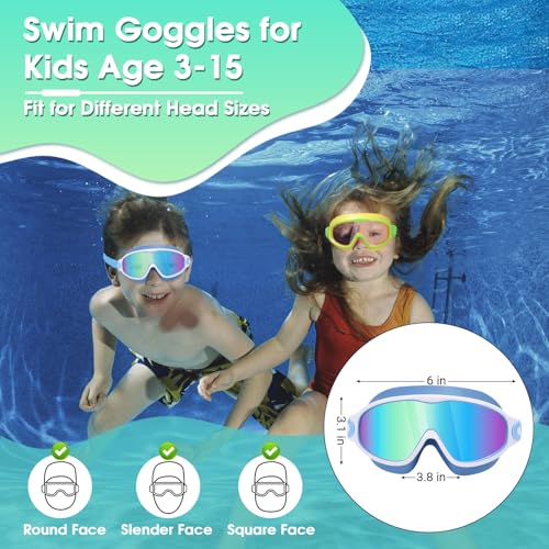 EverSport 2 Pack Kids Swimming Goggles, Anti-fog Swim Goggles for Toddler Girls Boys 3-15