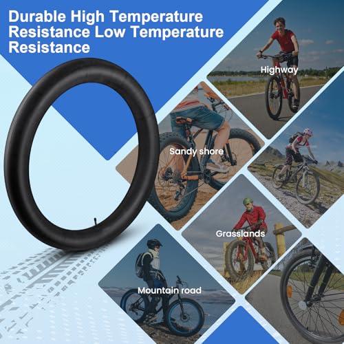 26x4.0 Inner Tube Fat Bike Tube for Mountain Bikes 2 Pack Butyl Rubber with Tire Lever,Valve Core,Remover Tool,Tire Stem Valve Caps Bicycle Inner Tube