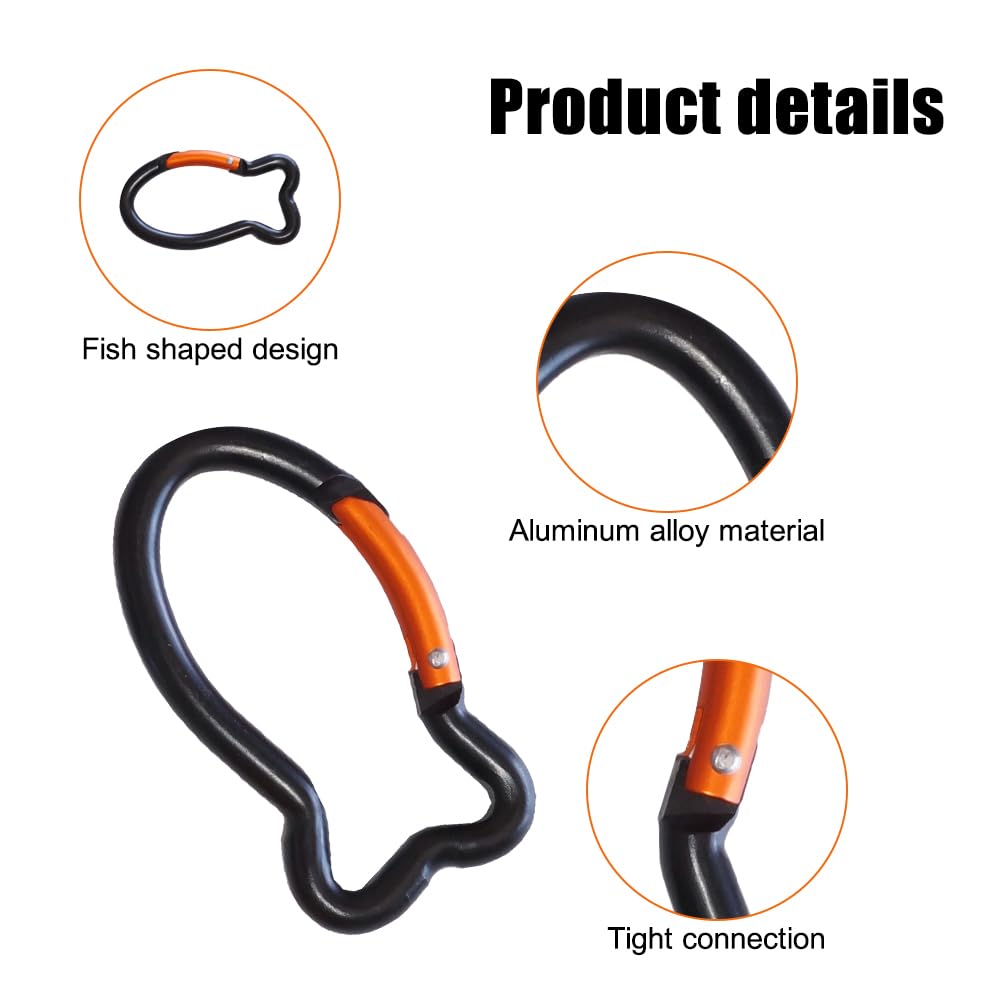 8PCS Fish Shaped Carabiners Clip, Quick Release Spring Load Bearing Carabiner Mini Carabiner Keychain for Camping, Fishing, Hiking, Home Gym