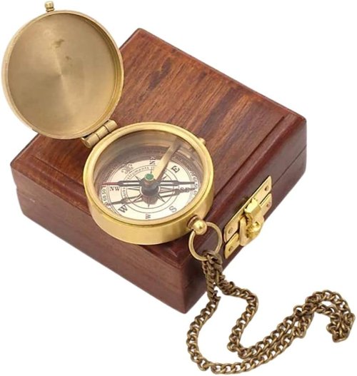 Be Strong And Courageous, Joshua 1:9, Solid Brass Directional Engraved Compass - Baptism, First Communion, Confirmation Gift for Boys, Girls, Men - Christian Catholic