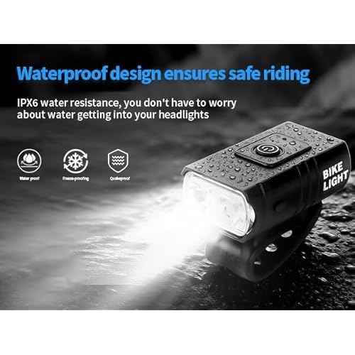 Mini Night Bike Light Set - High Brightness USB Rechargeable LED Front Light (High/Low Beam), Waterproof Front and Rear Lights, Suitable for Adults, Kids, Mountain and City Bikin